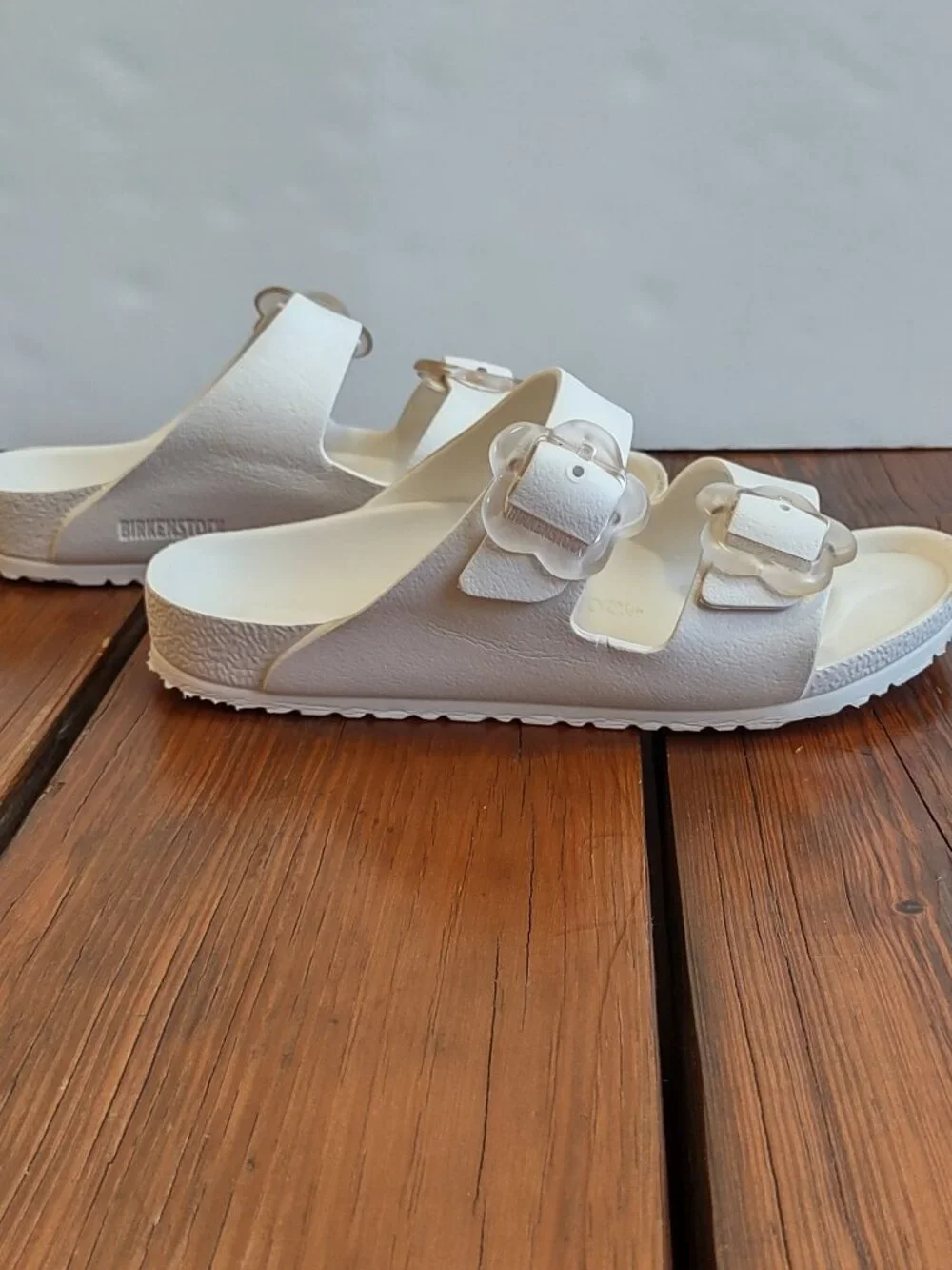 Birkenstock Kid Arizona Flower Sandals EVA Double Strap Eggshell EU 32  US 1-1.5